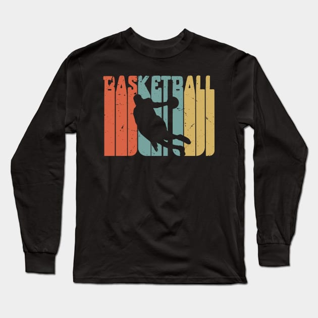 Vintage Retro Basketball / basketball lover / basketball fan / basketball gift idea / basketball present Long Sleeve T-Shirt by Anodyle